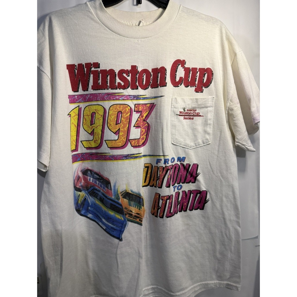 Vintage NASCAR Winston Cup Shirt Men's XL Racing 1993 Daytona to Atlanta 90s 019